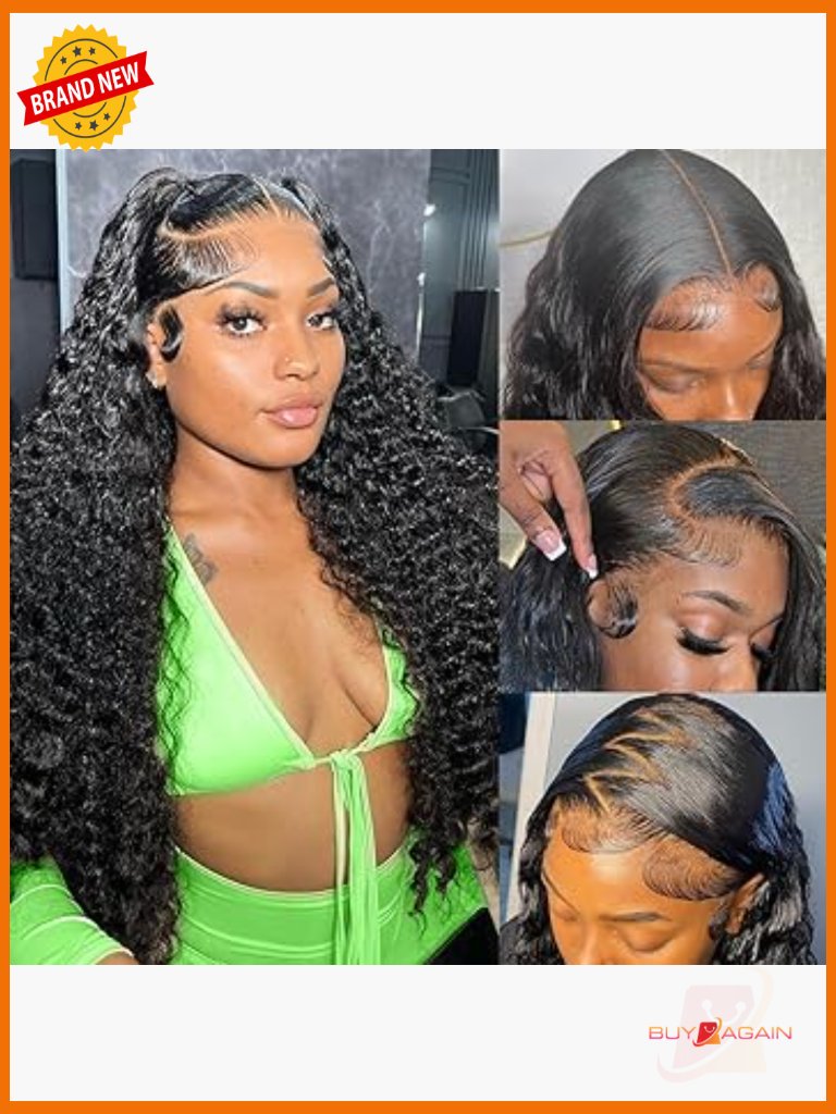 36 Inch Deep Wave Lace Front Wig Human Hair 200% Density Glueless Wet And Wavy
